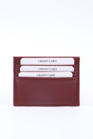 Resim Shaka Bordo SHK68 Unisex Suni Deri Süper İnce Model Kağıt Para Bölmeli Kredi Kartı Ve Kartvizitlik Kartlık Cüzdan 