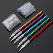 Resim Alüminyum Alaşım Metal Oyma Bıçağı + 6 Yedek Bıçak Seti, Geri Çekilemez, Ahşap Oyma, Kağıt El Sanatları, El Yazısı, Damga Yapımı, El Sanatları, Telefon, Laptop Tamiri, DIY İçin 