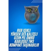 Resim Techno Stock Siyah Bluetooth Hoporlör Baykuş Speaker Bluetooth 5.0 Bağlantılı 
