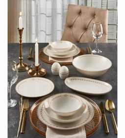 Resim Güral Porselen Camelia 54 Parça 12 Kişilik Yemek Takımı - 64182 Gold 