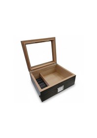 Resim Cigarloong Camlı Puro Kutusu Humidor Metal Siyah 40's 