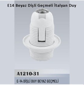 Resim 100 Adet E14 Beyaz Dişli Geçmeli İtalyan Duy 