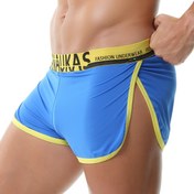 Resim 1 adet Erkek Moda Kemerli Boxer Şort, Rahat Elastik Bel, Düz Renk, Örgü Naylon Kumaş, Hafif 120g/m², Çapraz Detay, Bol Kesim İç Çamaşırı 