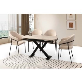 Resim Mobilgen 4 Adet Evrim Sandalye 130+52 Still Açılabilir Masa Takımı 