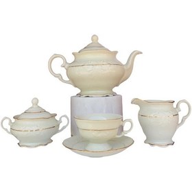 Resim King El Yapımı Çekoslavak Krem Yıldızlı Çay Fincan Takımı 15 Parç 