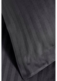 Resim Clasy Çizgili Siyah Tek Kişilik Pamuk Saten Nevresim Takımı Siyah 