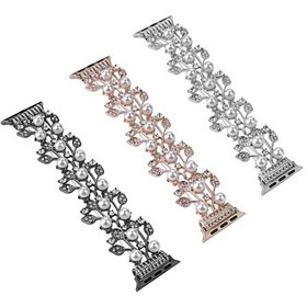 Resim Pazly İos Uyumlu 40mm Boncuk Metal Saat Grubu, Dört Yapraklı Tasarım 