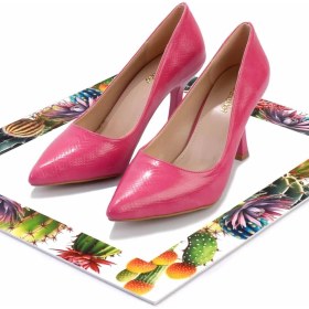 Resim Bambi Fuşya Yılan Baskı Kadın Klasik Topuklu Ayakkabı K01137030207 