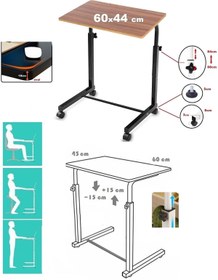 Resim Depolife Notebook Laptop Bilgisayar Çalışma Masası Eğim Yükseklik Ayarlı Tekerlekli Servis Sehpası Ceviz 