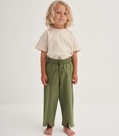 Resim Unisex Çocuk Organik Pamuk Pantolon Açık Haki - 3-4 Yaş 