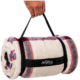 Resim Peluş Polar Kamp Battaniyesi - Mavi Ekose - Acil Durum Battaniye - Argeus Camp 001 