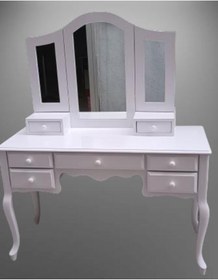 Resim BENGİ TİCARET Makyaj Masa 17950 Dresuar 7çekm Klasik Kayın Aslan ayak beyaz lake Kanat ayna 