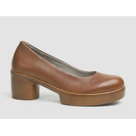 Resim STEP MORE Z4305 Kadın Günlük Hakiki Deri Kalın Yuvarlak Topuk Klasik Düz Gova Ayakkabı 