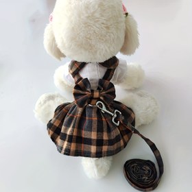 Resim 1 adet Sevimli Karo Yay Elbise, Kedi ve Köpekler için Askılı Polyester Evcil Hayvan Modası, Bahar ve Yaz için İdeal, Günlük ve Özel Günler için, Evcil Hayvan Modası | Evcil Hayvan Giyimi | Polyester Kumaş 