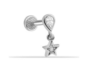 Resim Cherry By Özkonak Yıldız Damla Taş Sallantılı Minimal Tragus Piercing Sarı 