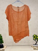 Resim sahnemoda Asimetrik Kısa Kol File Detay Bluz 