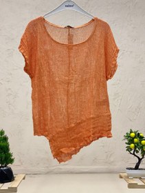 Resim sahnemoda Asimetrik Kısa Kol File Detay Bluz 