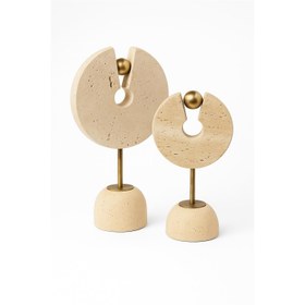 Resim Orbivora Dekoratif Disk Obje Set Traverten Mermer 