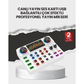 Resim MiraLive Çok Efektli Canlı Yayın Ses Mikseri USB ve Kablosuz Uyumlu 