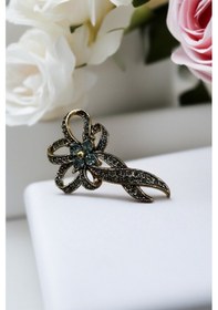 Resim Kristal Taşlı Fiyonk Figür Broş Gri 