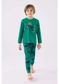 Resim Rolypoly Erkek Çocuk Pijama Takımı ,süprem Dokuma Orman Yeşili Yeşil 