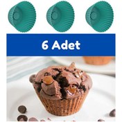 Resim Kitchen Design Lab 6'lı Silikon Mini Browni Muffin Cupcake Kek Kalıbı Yeşil 