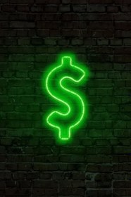 Resim Dolar Logo Neon Led Duvar Dekorasyonu Yeşil 