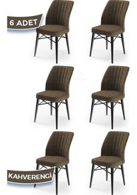 Resim Canisa Flex Serisi, Üst Kalite Mutfak Sandalyesi, 6 Adet Kahve Sandalye, Gürgen Siyah Ahşap Ayak Sandalye Kahve Ayak Siyah 