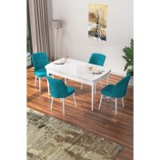 Resim Canisa Concept Nef Serisi 70 x 114 Cm, Açılabilir Mdf Mutfak Masa Takımı, Beyaz Masa ve 4 Sandalye 