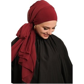 Resim Hürrem Bone Bordo Pratik Hazır Geçmeli Bone Şal Şifon Düz 2506 16 bordo 