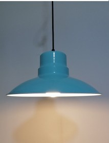 Resim Riolight Retro Turkuaz Içi Beyaz Tekli Metal Sarkıt Çap: 30Cm (538288099) 