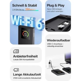 Resim Mf6 4g Lte Mobile Wifi 6 Router ( Sim Kart Takılabilir) 