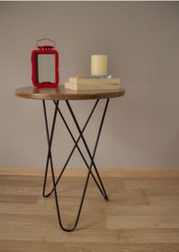 Resim By Trend Ahşap Metal Firkete Yıldız Ayaklı Yan Fiskos Orta Çay Sehpası 