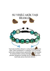 Resim Sertifikalı Su Yeşili Akik Taşı Bileklik - Makrome Çok Renkli 