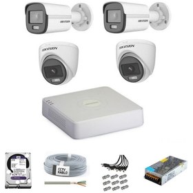 Resim Hikvision Colorvu Gece-karanlıkta Renkli 4 Ahd Kameralı Güvenlik Kamera Kuruluma Hazır Set 