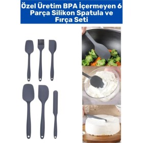 Resim Wintoup Özel Seri Gıda Sınıfı Bpa Içermeyen Mutfak Yemek Hazırlık Pratik 6 Parça Silikon Spatula Fırça Seti 