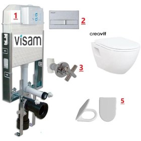 Resim Creavit VİSAM-CREAVİT TP325 - ŞİMPA KAPAK - GÖMME REZERVUAR ASMA KLOZET SETİ 5 Lİ 