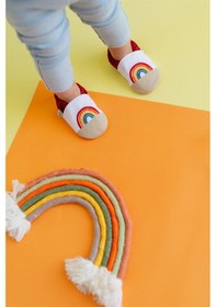 Resim Pamuk Astarlı Kaydırmaz Taban Patik-gökkuşağı, Ev Botu Terliği Kreş Ayakkabısı Panduf F-836 Bordo 