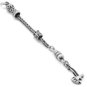 Resim Okyanus Silver Balta Tasarım Kalın Zincirli 925 Ayar Gümüş Püskül 