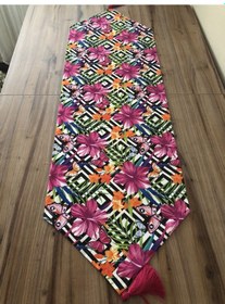 Resim Zigzag Zemin Üzerine Kelebek Desenli Runner Çok Renkli 