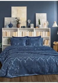 Resim Dantela Armada Jakarlı Çift Kişilik Yatak Örtüsü - Indigo Indigo 