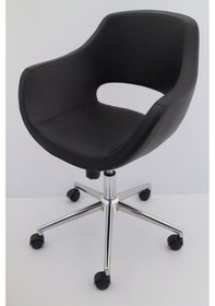 Resim Ultra Siyah Deri Ofis Çalışma Sandalyesi 