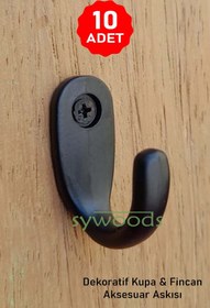 Resim sywoods Büyük Askı Siyah Dekoratif Tekli Bijuteri Askılık Aksesuarı 10 Adet 