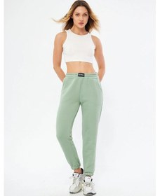 Resim Lesa Wear Yüksel Bel Jogger Şardonlu Eşofman Altı Paçası Lastikli Çağla 