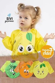 Resim DYZSTAR Meyve Desenli 3 lü Kollu Sıvı Geçirmez Mama ve Aktivite Önlüğü 