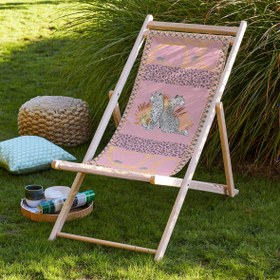 Resim Pembe Leopar Tasarımlı Katlanabilir Şezlong - Şezlong SZ124 - Şezlong ve Kumaş 