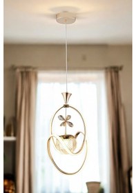 Resim Ey-El Tasarım Badem Modern Sarkıt Led Avize 3 Renk Toplu Kelebek Taşlı Gold Kaplamalı Gold 