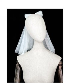 Resim bbays new trend Çift Katlı Boncuklu Fiyonk Duvak - Gelin duvağı, Nikah, Duvağı,tül, Beyaz ,beyaz incili duvak 40cm 