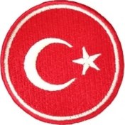 Resim Aplike Ütü Ile Yapışan Türk Bayrağı Yuvarlak Küçük Arma 3 cm 