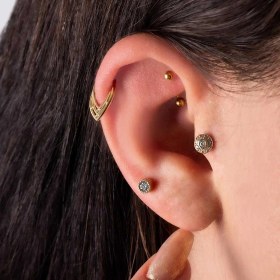 Resim Cherry By Özkonak Sivri Motifli Helix Piercing Sarı 